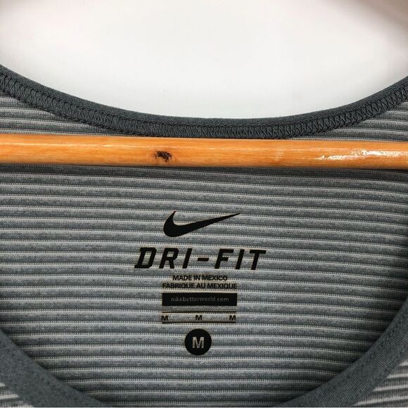 Nike Striped Tank Top Womens Medium Gray Scoop Neck - Picture 3 of 7